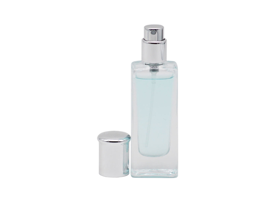 携帯用正方形の香水スプレーのびんの透明で平らな肩30mlガラス