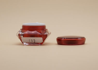 ダイヤモンドの化粧品のクリーム色の容器、赤い色のArcylicの小さい化粧品の鍋