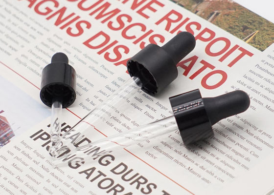 15mm 18mmの24mm黒いガラス点滴器はびんのための滑らかなプラスチック帽子をピペットで移す