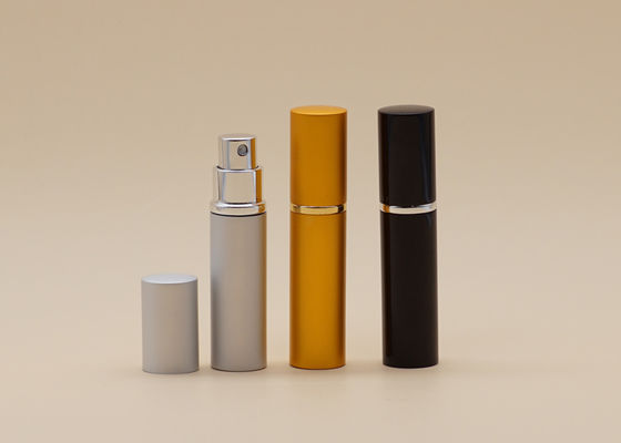 5ml金のアルミニウム結め換え品のガラス スプレーは香水のシルク スクリーンの印刷表面の処理をびん詰めにします